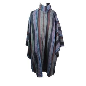 Vintage 80s Capistrano Black Stripe Reversible Cape Coat